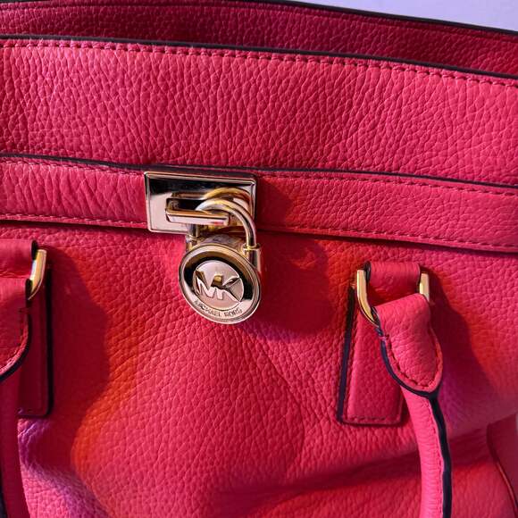 Michael Kors pink Satchel Structured Leather Gold Accents